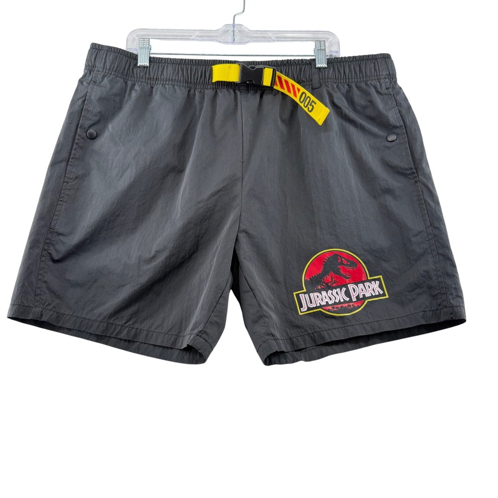 Jurassic Park Isla Nublar Nylon Utility Shorts Mens X-Large Black Elastic Waist